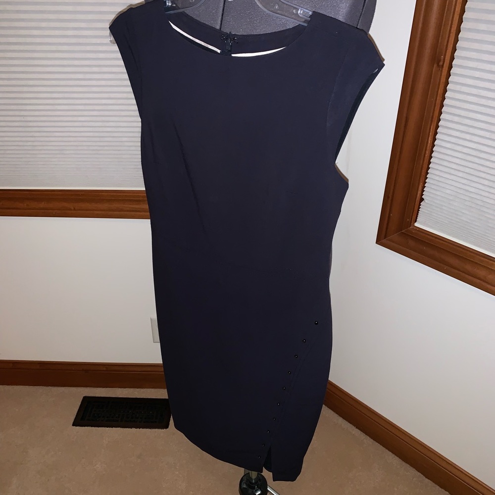Dark Navy Blue Fitted Dress 4